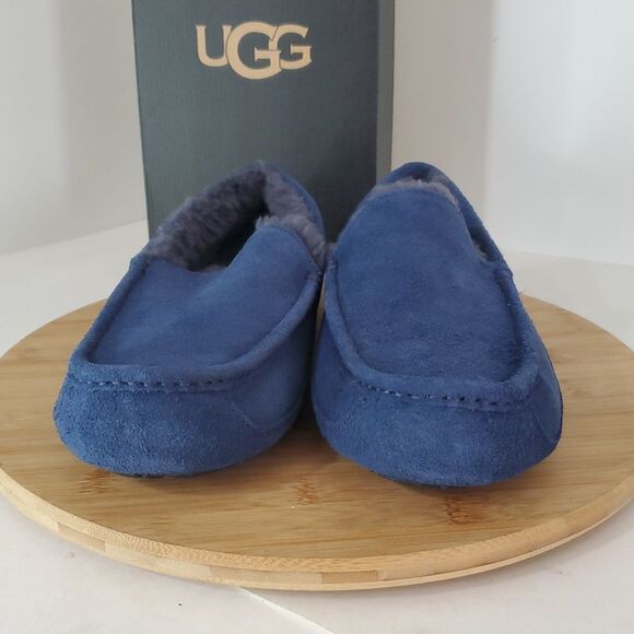 UGG Ascot Slipper Deep Ocean Suede Wool Comfort Loafer Men's US 8/ EU 41 NIB - Picture 3 of 14